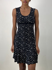 MOB WIFE DROP | small black polka dot mini dress