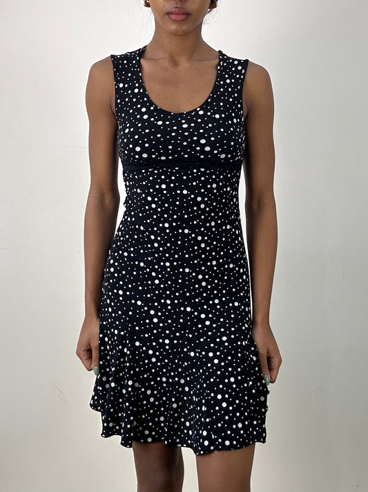 MOB WIFE DROP | small black polka dot mini dress