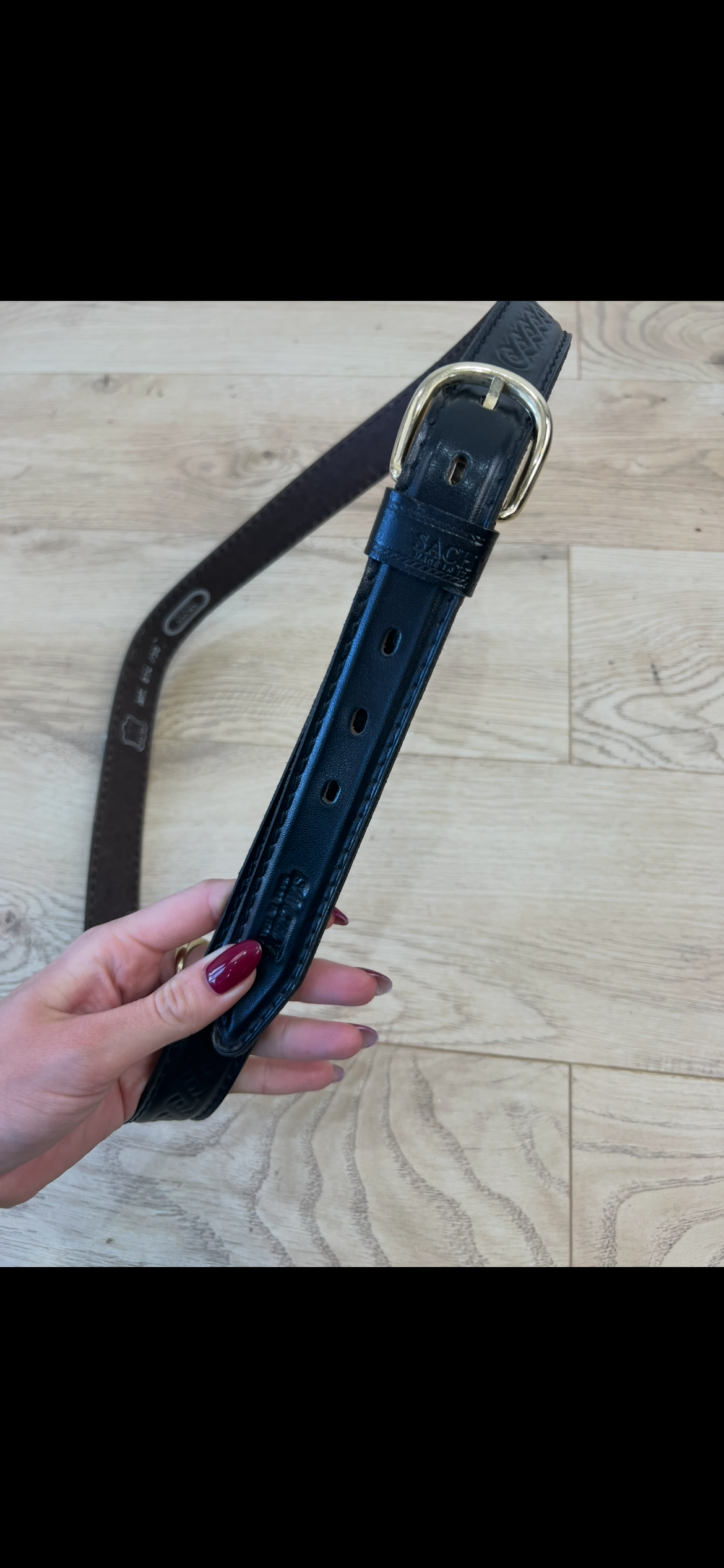 vintage edit thirteen | black textured real leather belt