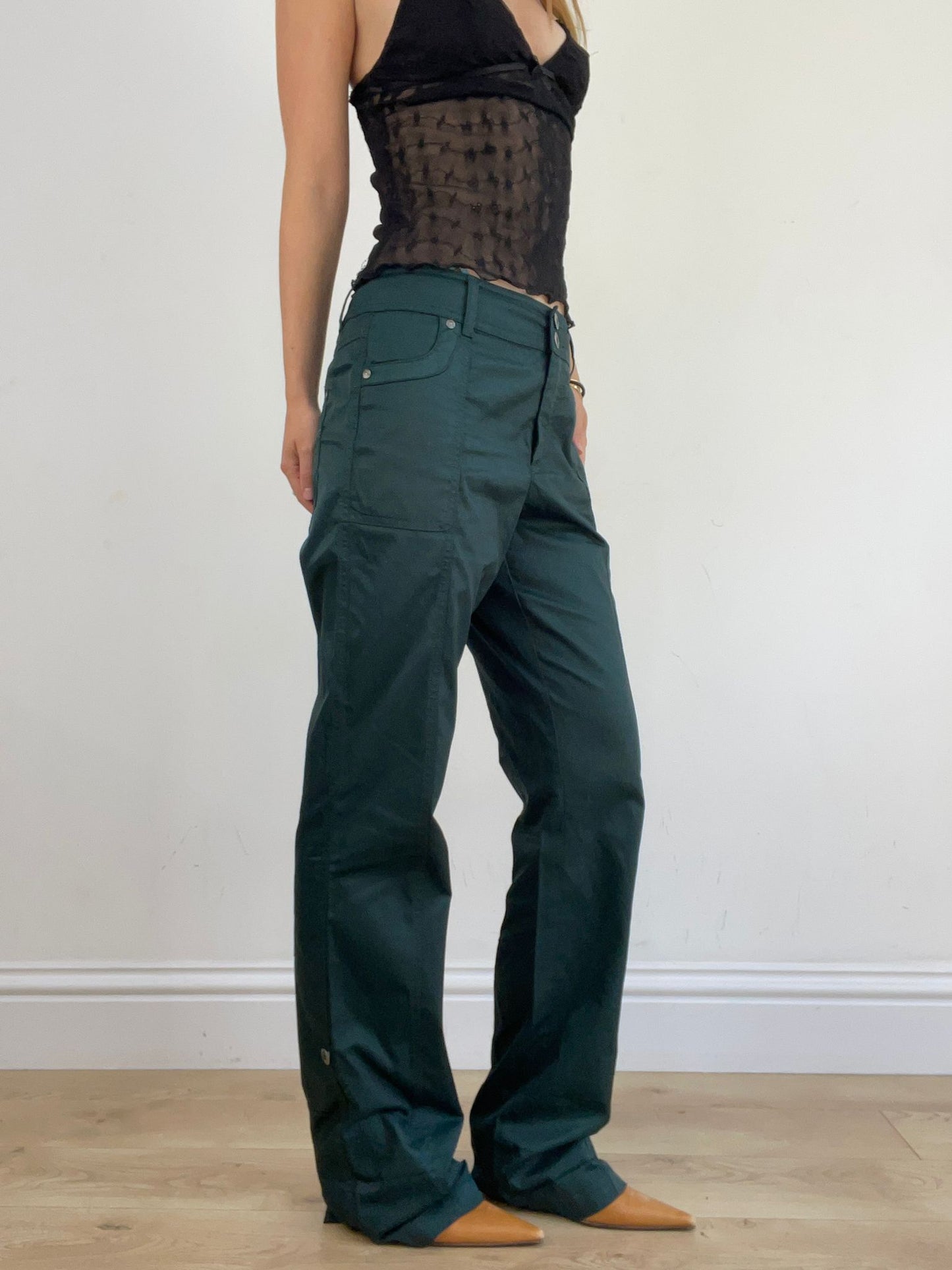VINTAGE PICKS | extra small mid rise teal trousers