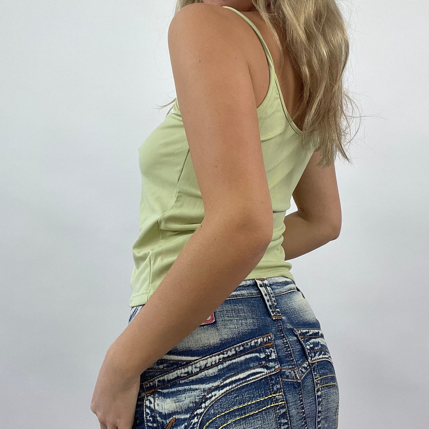JEANS AND A NICE TOP DROP | small green “m.l. collection” cami