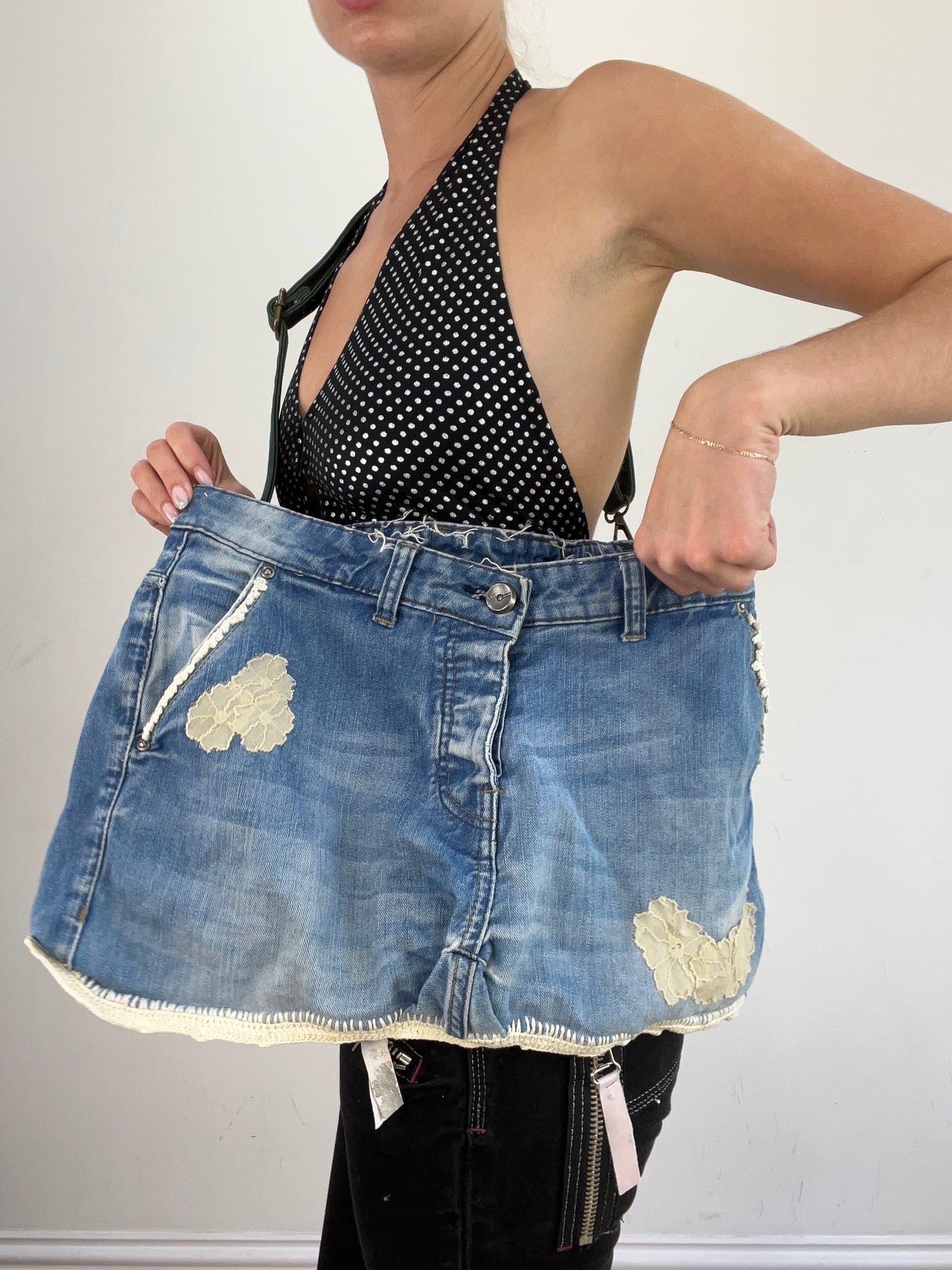 summer edit | blue mid wash denim reworked crossbody bag