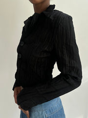 summermaxxing drop | small black button up pleated blazer top