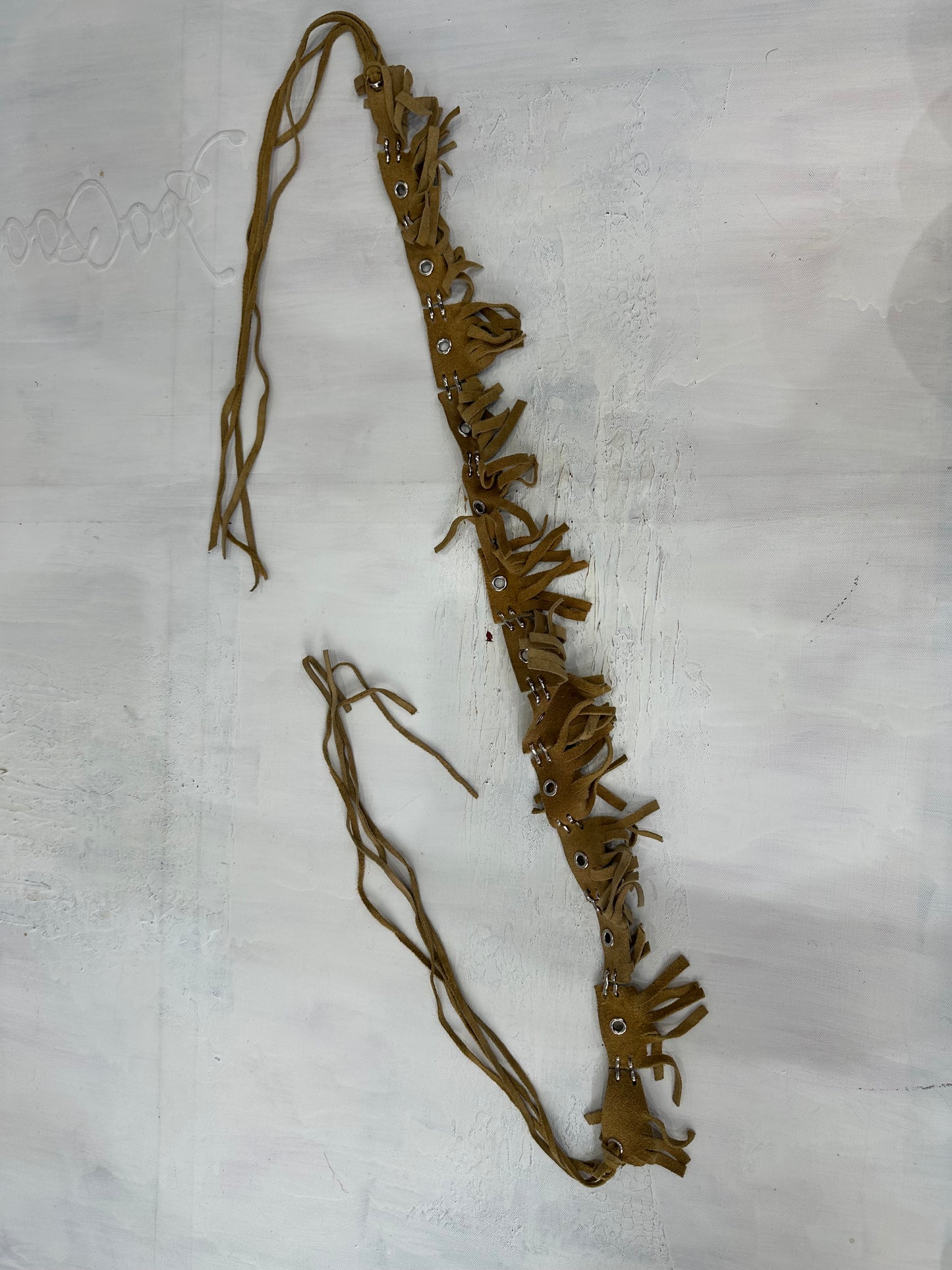 vintage edit: halloween | brown tassel tie up belt with silver eyelet details