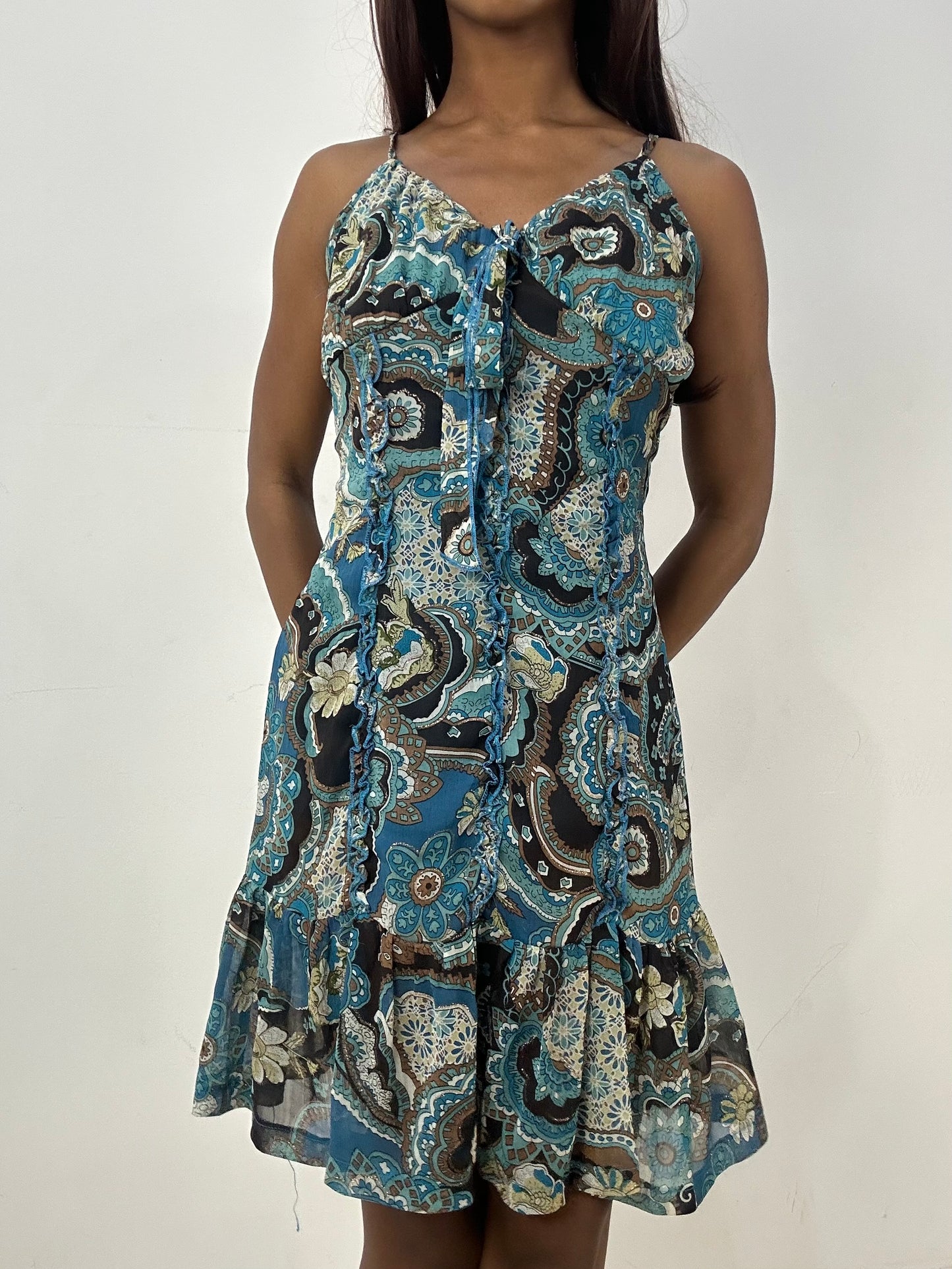 vintage edit thirty-three | small blue mesh overlay midi dress