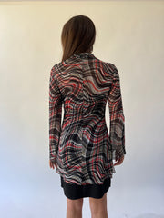 back to school drop | medium/small black and red plaid sheer dress