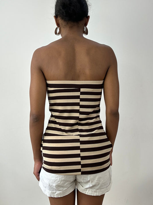vintage edit twenty-nine | small brown and cream striped bandeau top