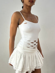 💻‼️ small white cami top with cutout detail