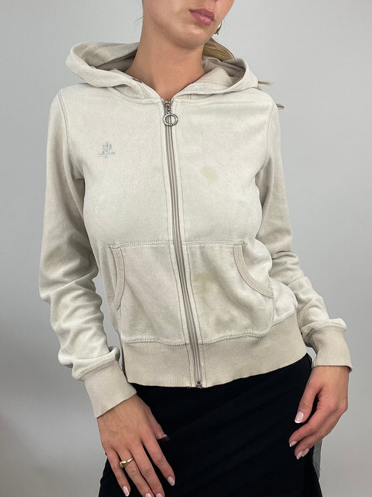 ADDISON RAE DROP | medium beige velour hoodie