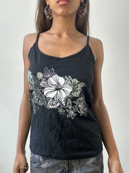 2016 edit | small/medium black floral cami top
