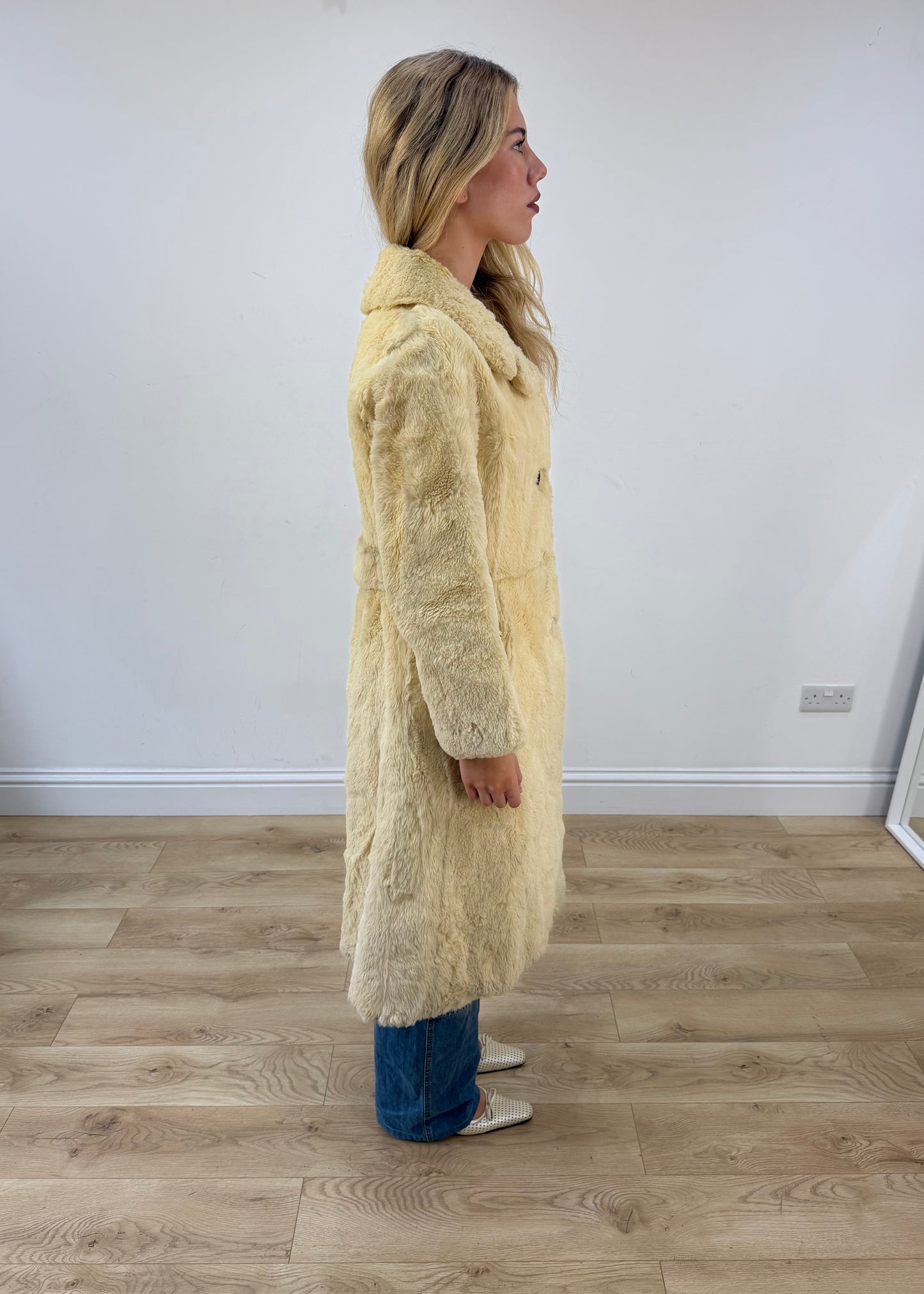 small cream berkeley furs fur trench coat