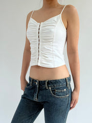 autumn picks | small white  ruched cami top with thin straps