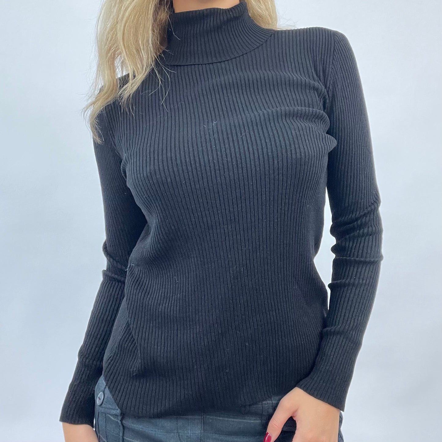 CORPCORE DROP | small black ribbed knit turtleneck jumper