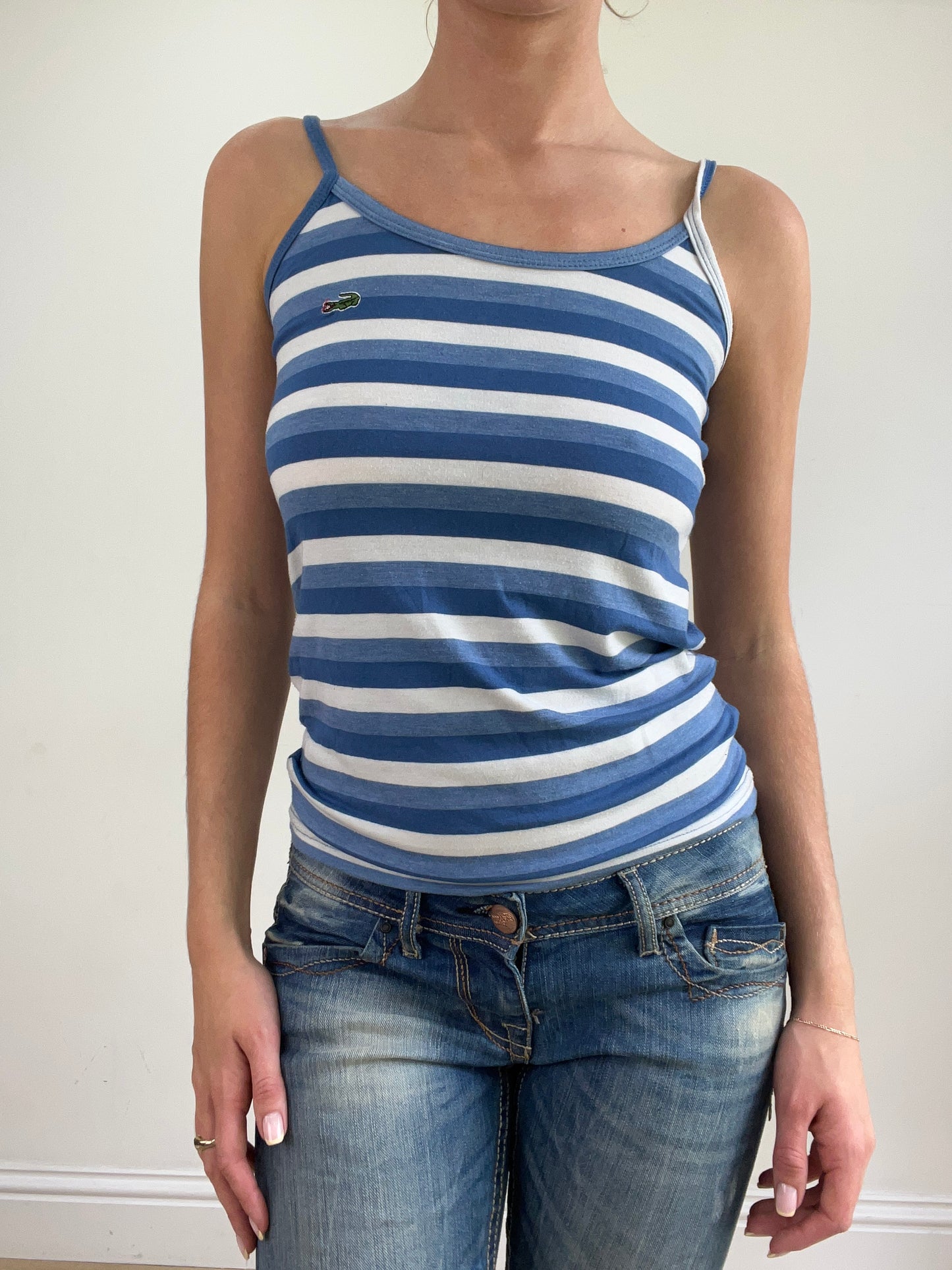 vintage edit twenty-four | small blue and white stripy lacoste cami