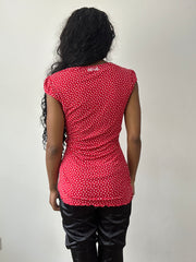 vintage edit twenty-five | متوسط اللون الأحمر والأبيض miss sixty ملابس المرأة العليا Polka dot مع تفاصيل
