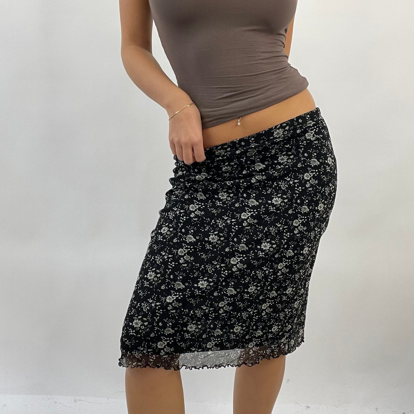 CORPCORE DROP | medium black floral mesh skirt