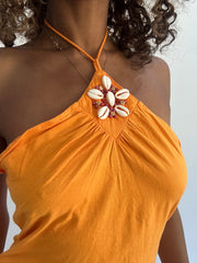 beach drop | small/medium orange old bershka O vestido de alta qualidade das mulheres