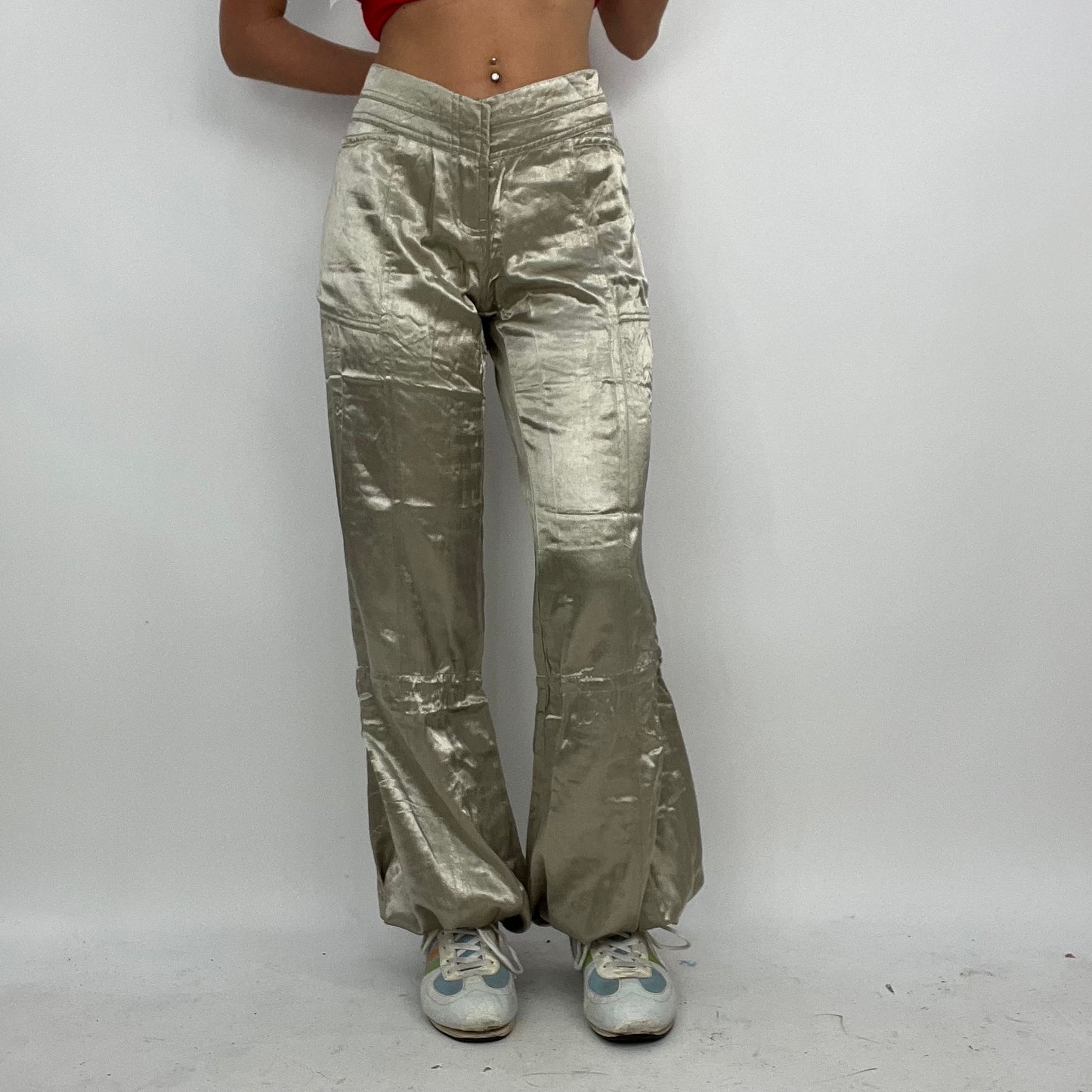 💻‼️ #02 champagne satiny wide leg trousers with drawstring and adjustable legs