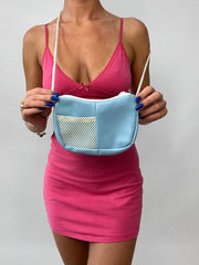 FRUITY DROP | small baby blue crossbody bag with white pocket