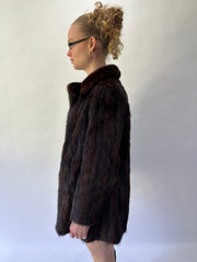 devil wears prada | medium brown button up fur coat