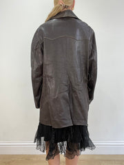 vintage edit thirteen | large brown faux leather jacket