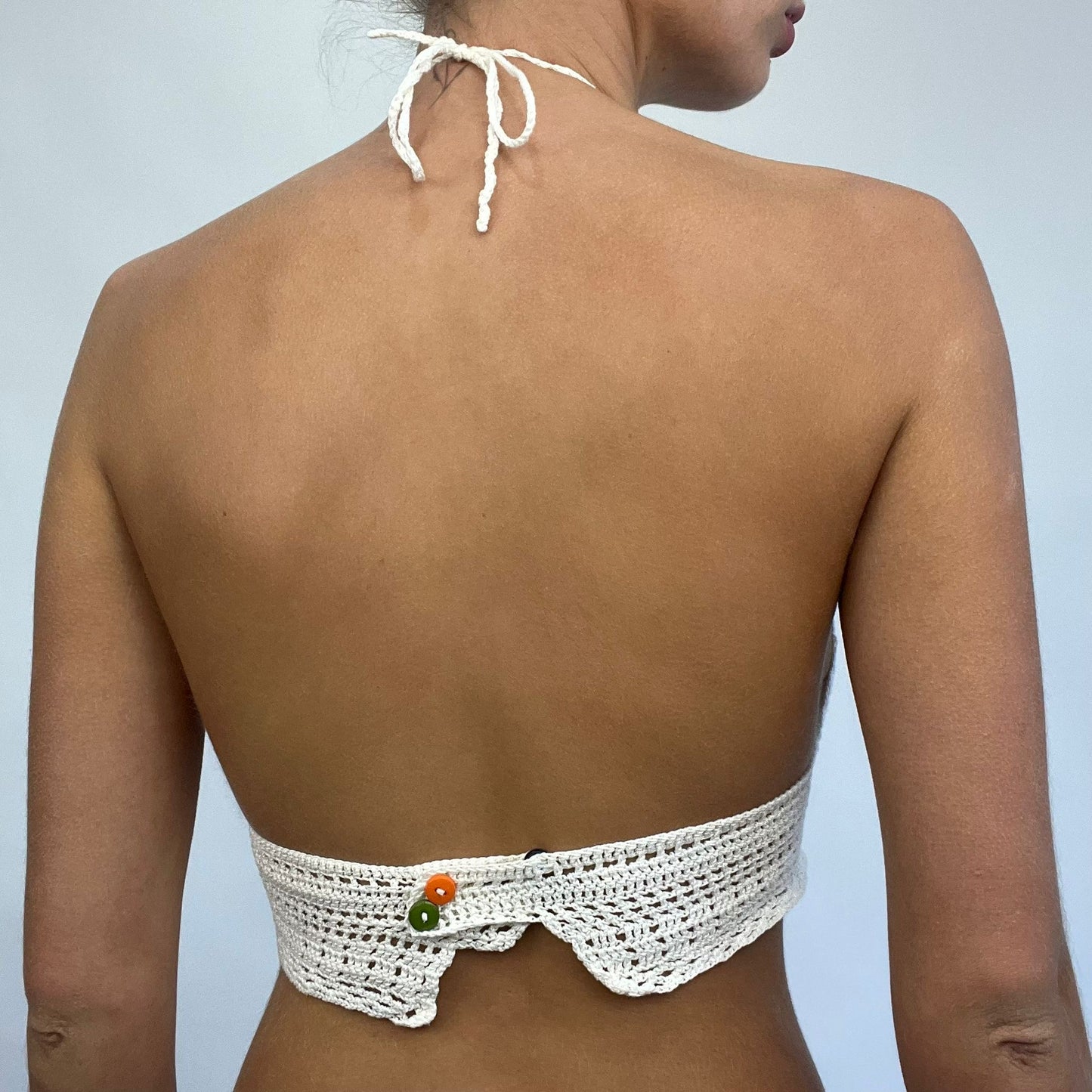 ETHEREAL GIRL DROP | small white crochet halterneck top