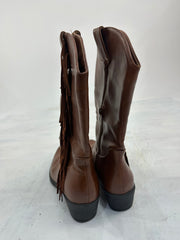 ⭐️western edit | UK7 brown faux leather fringe boots