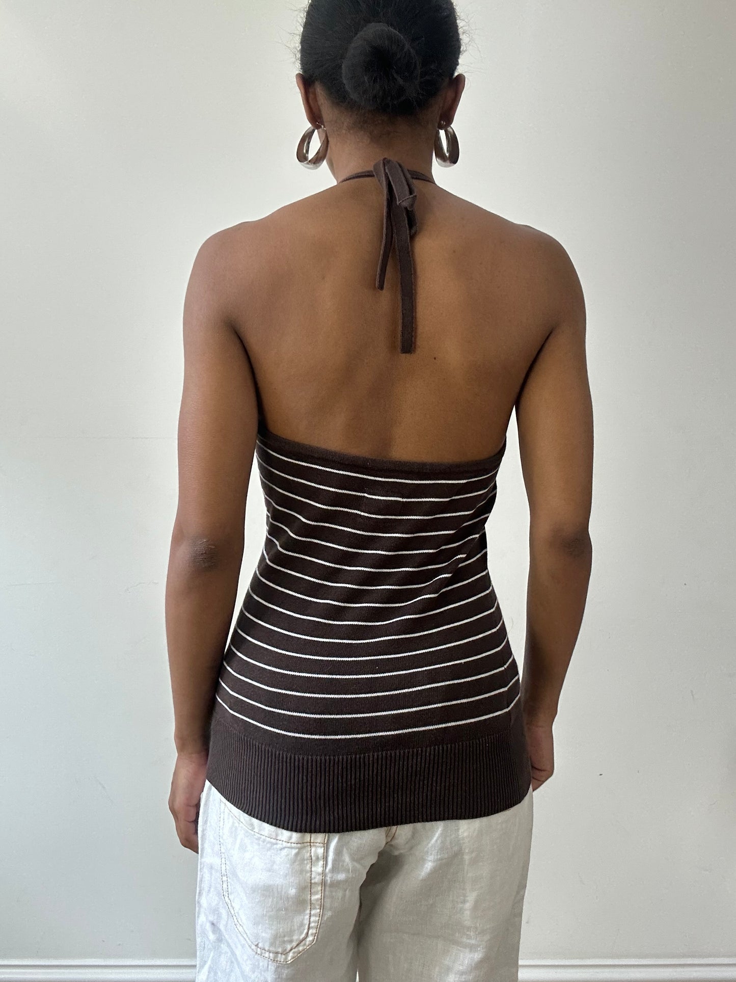 vintage edit thirty-one | small brown and white old h&m halterneck top