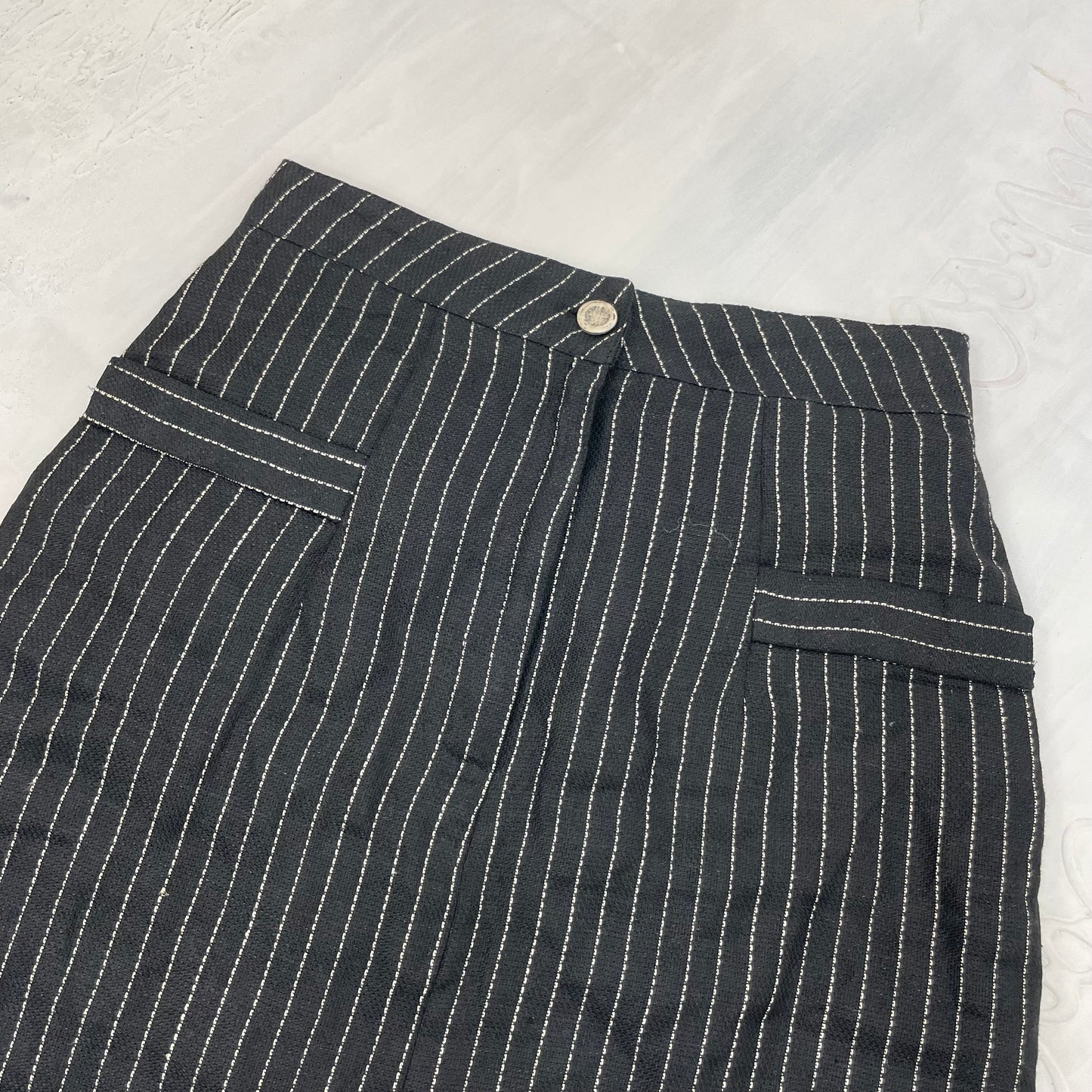 CORPCORE DROP | small black pinstripe skirt