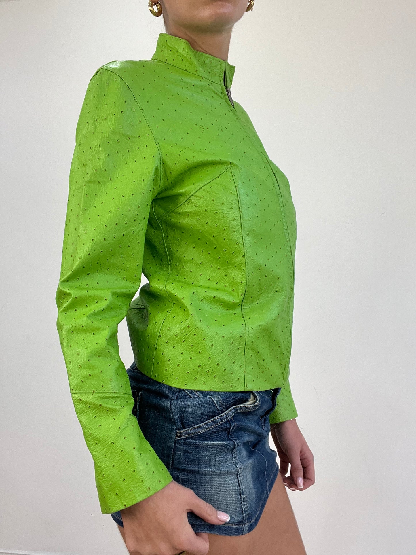 💻 vintage edit three | small green faux leather jacket