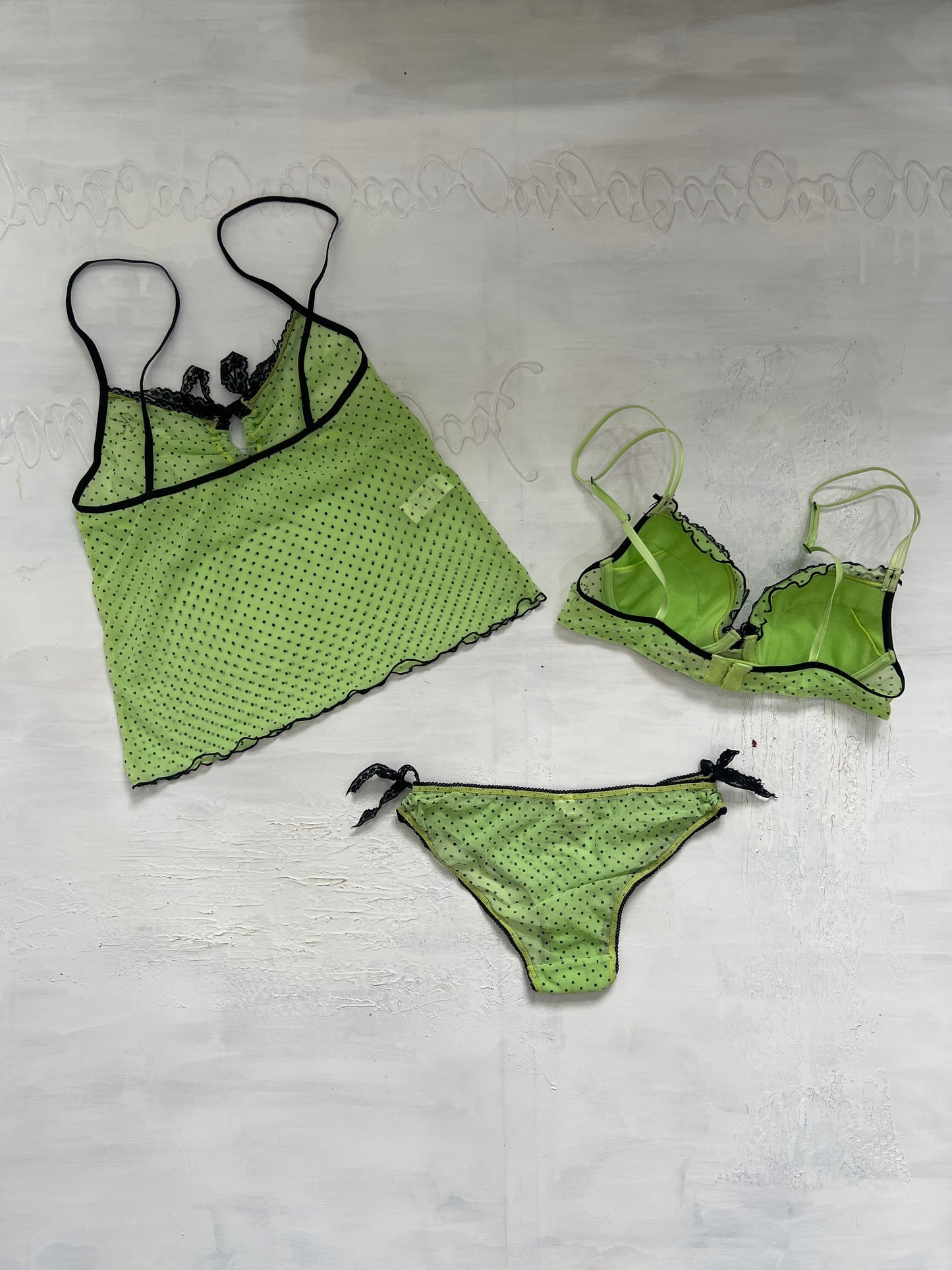 💻 DINNER PARTY | extra small green polka dot lingerie set