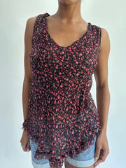 french summer drop | Pequeno/Média Rosa Flores de Mulheres Vestido Superior