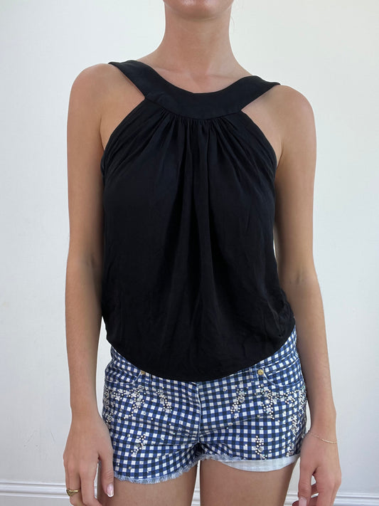 💻💚 miley cyrus edit | medium black pinko slinky cami with open back detail