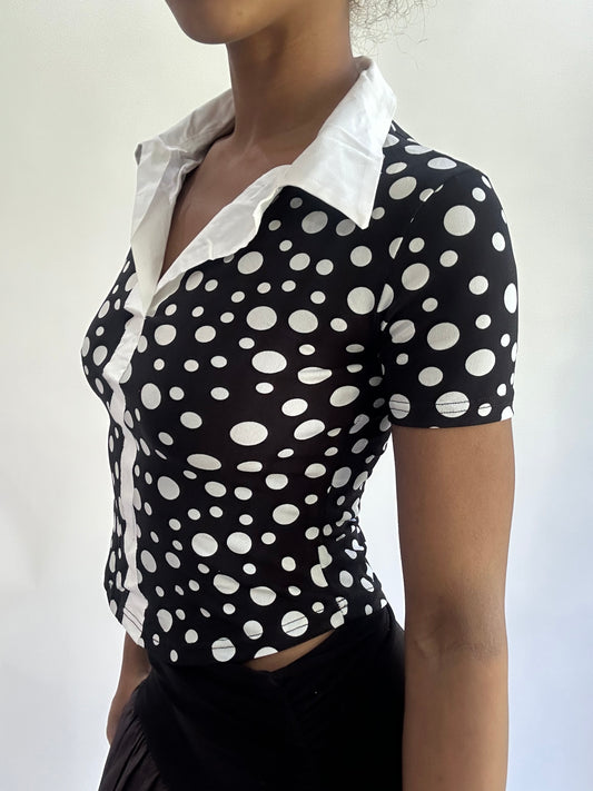 ‼️olivia rodrigo drop | extra small black short sleeve collared top