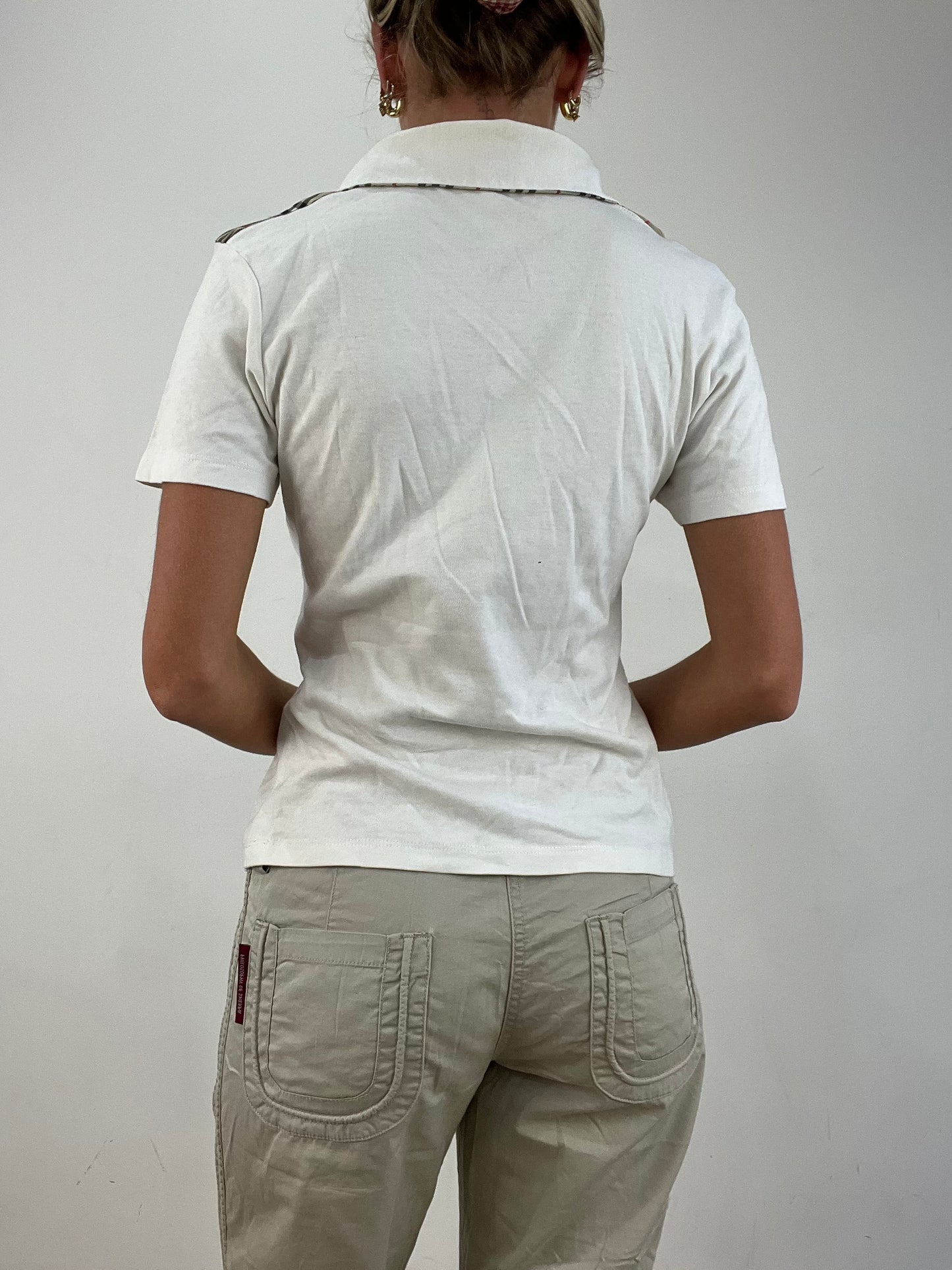 vintage edit fourteen | medium white burberry style polo top
