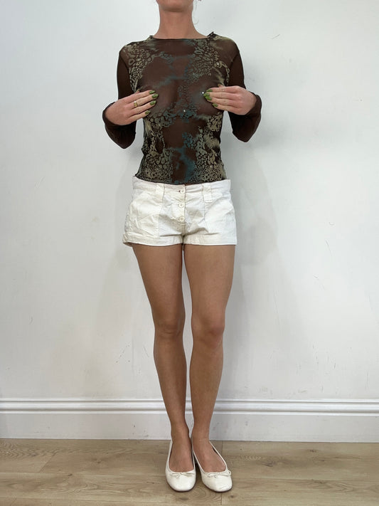 vintage edit seventeen | small white linen mini shorts