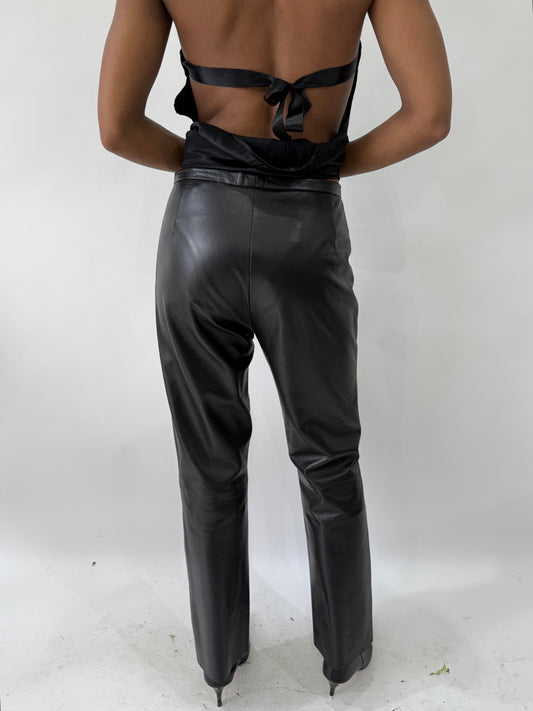western edit | small/medium black kookai leather trousers