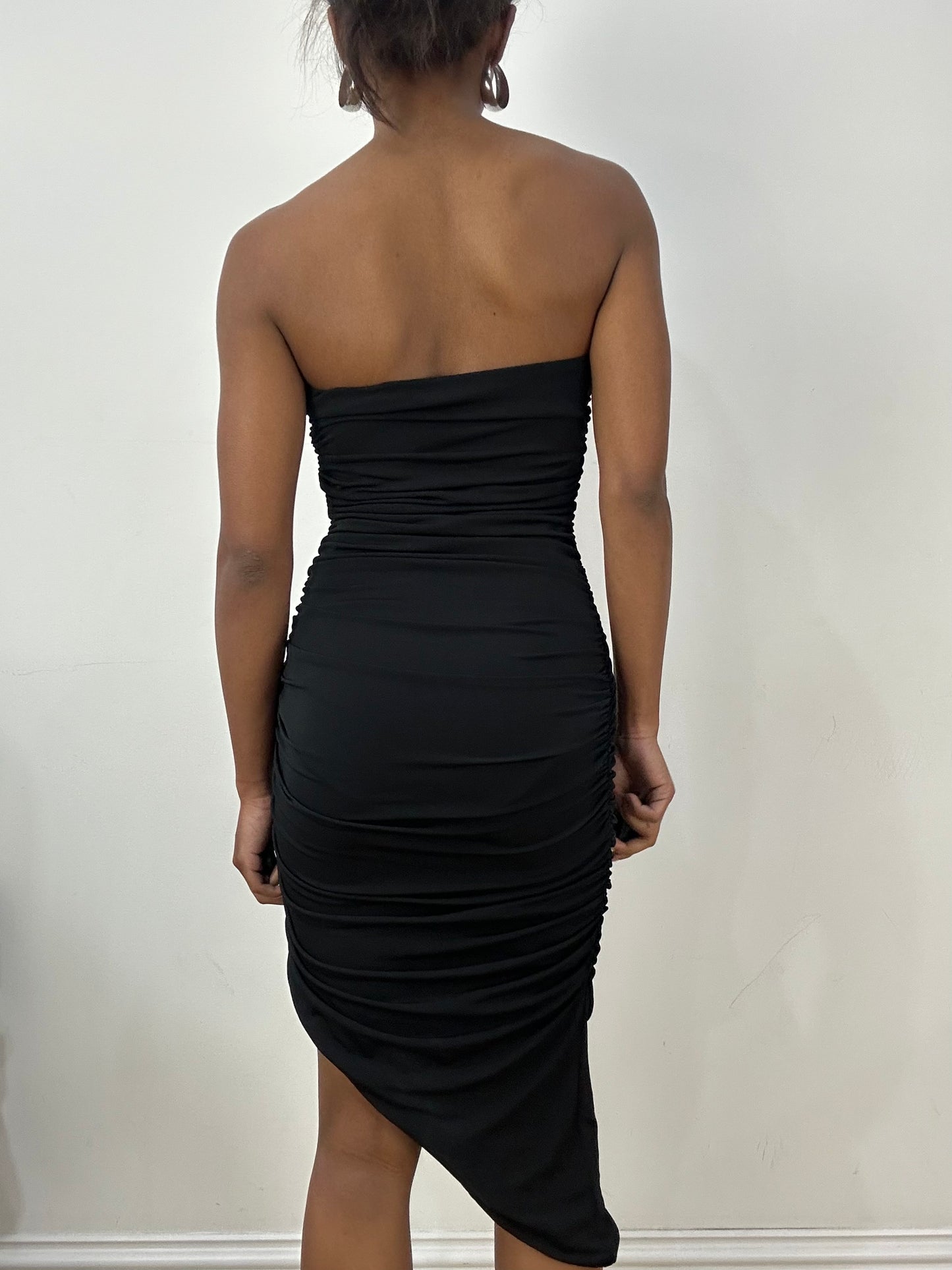 vintage edit: halloween | small black ruched bandeau midi dress