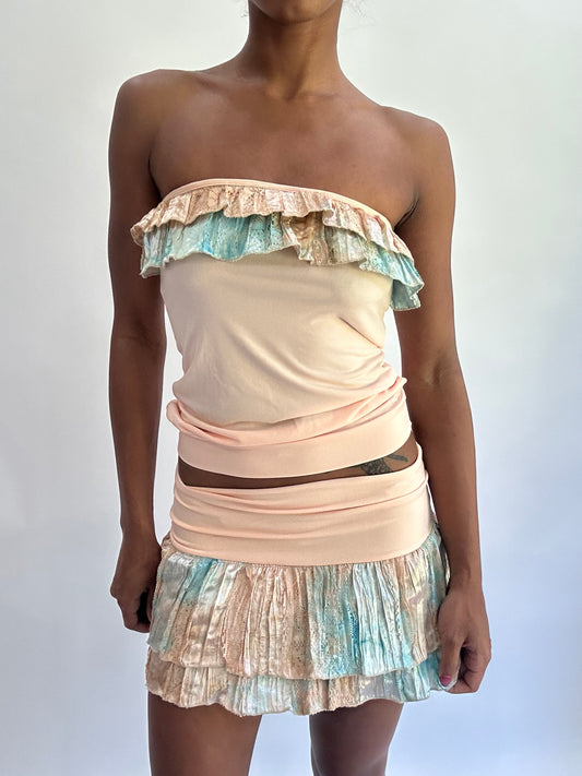 ‼️olivia rodrigo drop | small pink bandeau and skirt matching set