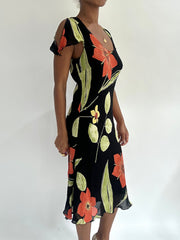 summermaxxing drop | small black floral mesh overlay midi dress