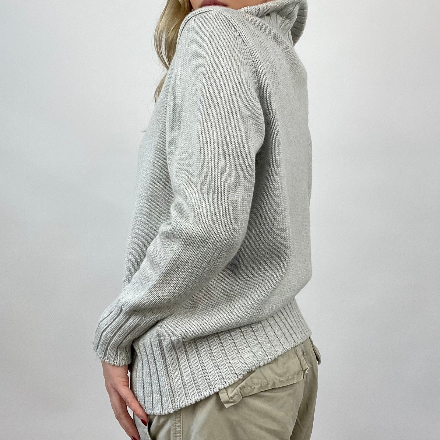 CHALET GIRL DROP | small grey knit zip up jumper