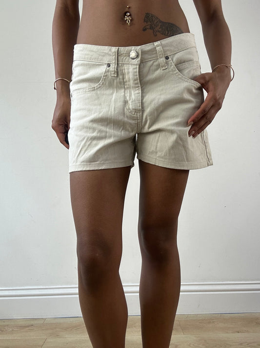 💻💚vintage edit twenty-one | small beige lee denim mini shorts