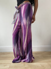 vintage edit: festival | medium purple and white flowy trousers with tie up waist