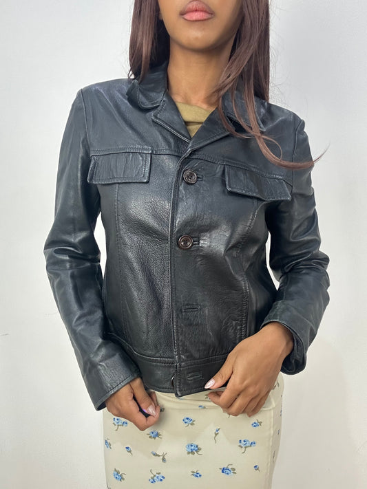 BEST PICKS | small black faux leather fitted jacket