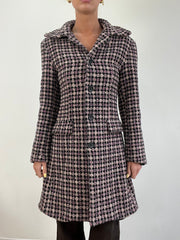 vintage edit eleven | medium pink and black checkered pea coat