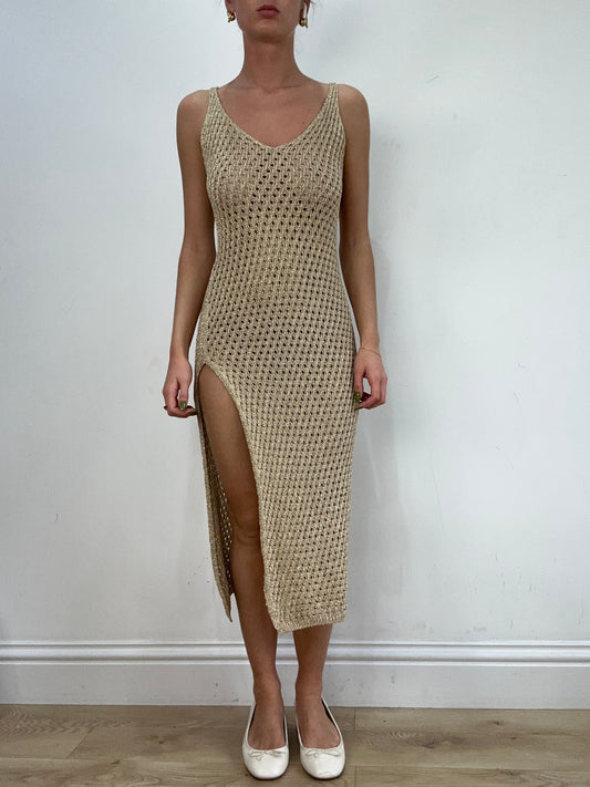 vintage edit seventeen | medium gold crochet maxi dress