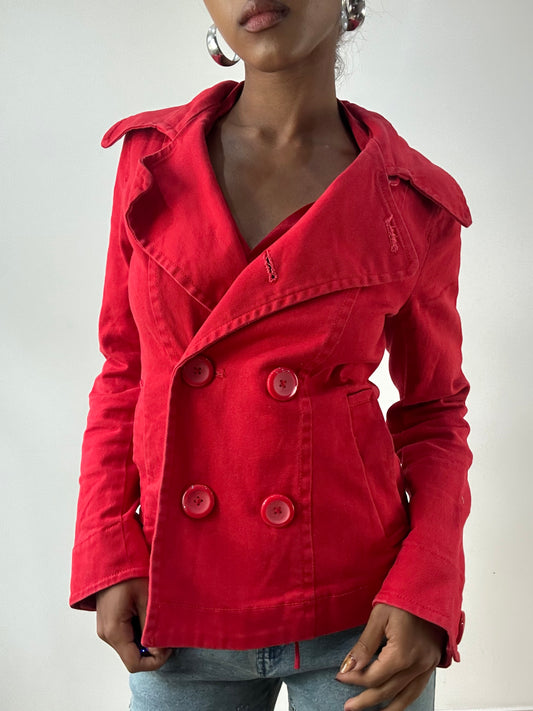 LFW edit | extra small red old h&m peacoat jacket