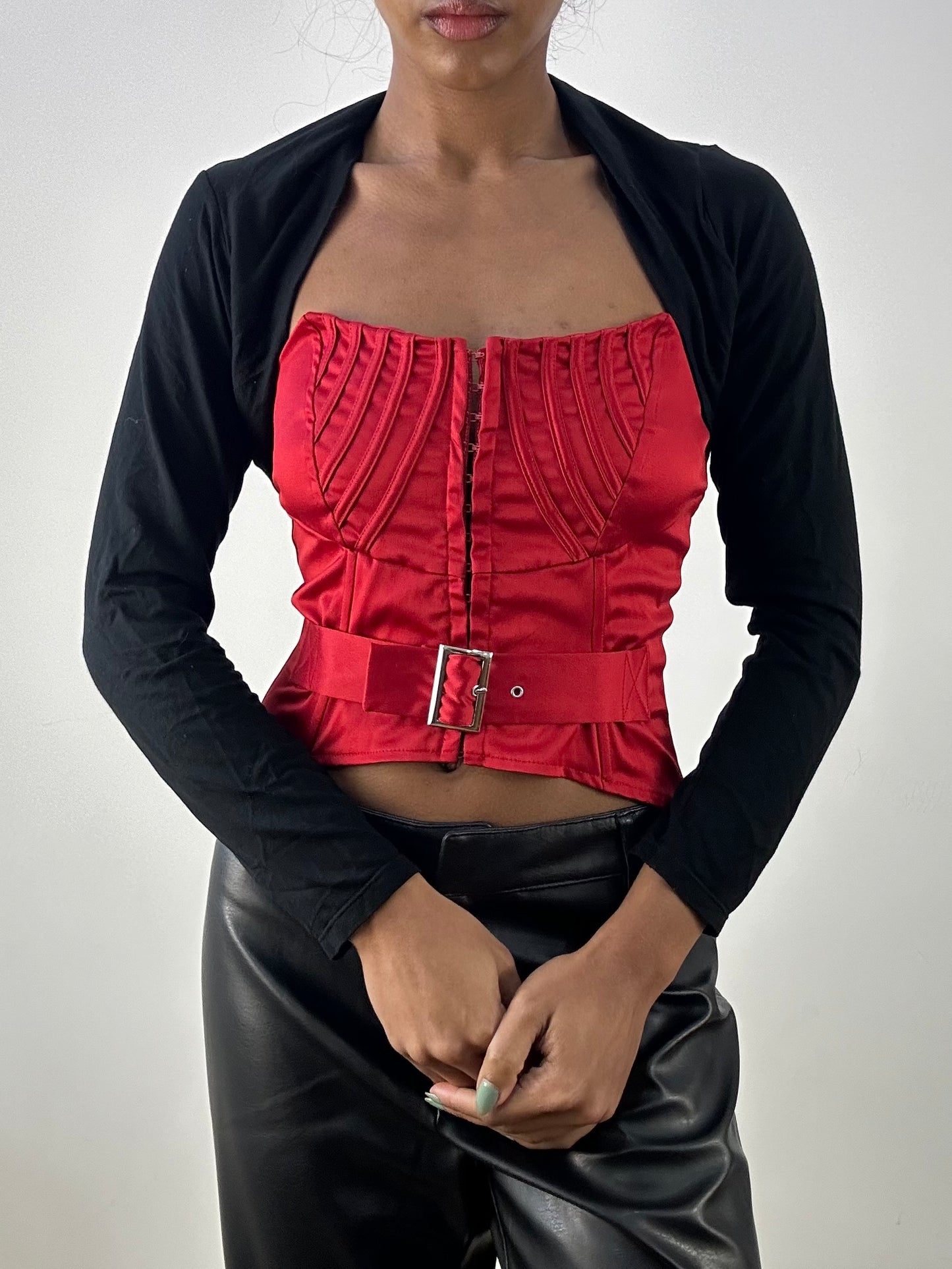 MOB WIFE DROP | small black orsay bolero cardigan