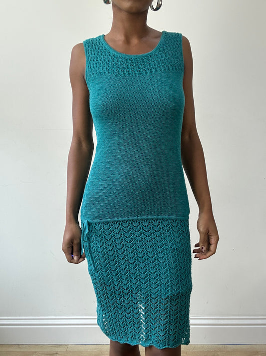 vintage edit thirty-one | small teal blue intimissimi midi dress