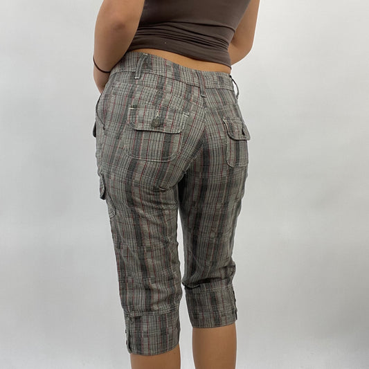 CORPCORE DROP | small grey checkered cropped trousers with broken zip